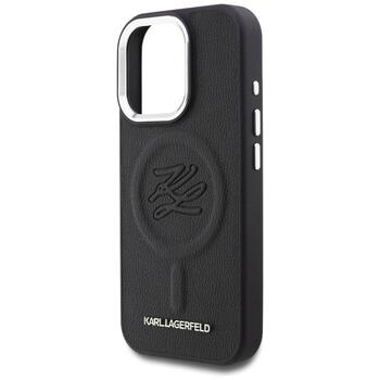 Case Karl Lagerfeld Initial & Metal Logo MagSafe Защитный чехол для iPhone 16 Pro / чёрный (KLHMP16LPGFKLRDK)