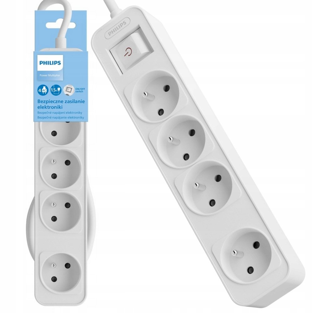Philips CHP2144WB/60 Сетевой фильтр 4 розетки 3m 10A / белый (CHP2144WB/60)