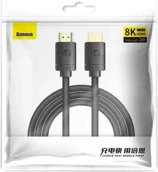 Baseus High Definition Series HDMI кабель HDMI 2.1 8K 60Hz 3D HDR 48Gbps 2m / чёрный (CAKGQ-K01)