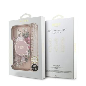 Guess IML Flowers Strap MagSafe Case Защитный чехол для iPhone 17 / розовый (GUHMP17SHFWBRCESP)