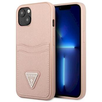 Guess GUHCP13SPSATPP Saffiano Triangle Logo Cardslot Защитный чехол для iPhone 13 mini 5,4