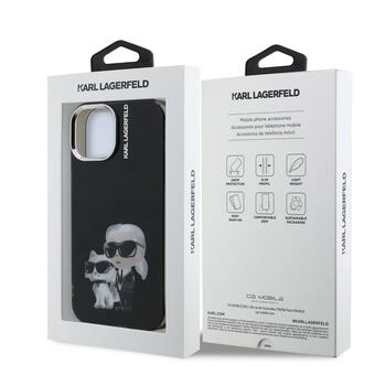 Karl Lagerfeld IML Aquarelle Karl and Choupette Защитный чехол для iPhone 15 / чёрный (KLHCP15SHMKCAQK)