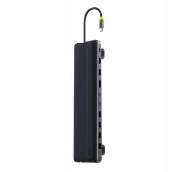 Baseus EliteJoy EH3 Док-станция 12-в-1 USB-C | 2xHDMI 4K@60Hz | DP 4K@60Hz | 2xUSB-C 10Gb/s | 2xUSB-A 5Gb/s | USB-A 480Mb/s | SD/microSD 3.0 | RJ45 1Gb | USB-C PD / серая (B0114200)