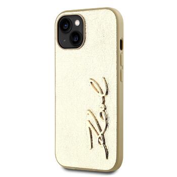 Karl Lagerfeld Wrinkled PU Signature Logo Case Защитный чехол для iPhone 15 / золотой (KLHCP15SPFMFBKMD)