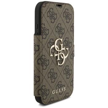 Guess Book 4G Metal Logo Case Aizsargapvalks priekš iPhone 17 Pro / brūns (GUBKP17L4GMGBR)