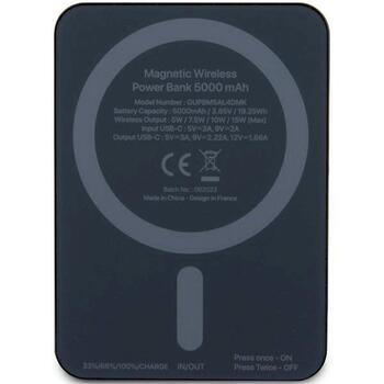 Guess Induction Powerbank 15W GUPBM5AL4DMK 5000mAh Беспроводная зарядная батарея / чёрный MagSafe 4G Strassed Metal Logo (GUPBM5AL4DMK)