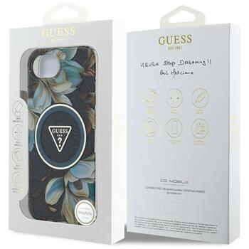 Guess IML Metal Glitter Flowers Triangle MagSafe Case Защитный чехол для iPhone 16e/17e / чёрный (GUHMPSE4HFLPEDK)