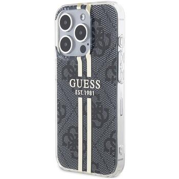 Guess GUHCP15LH4PSEGK Hardcase IML 4G Gold Stripe Aizsargapvalks priekš iPhone 15 Pro 6.1