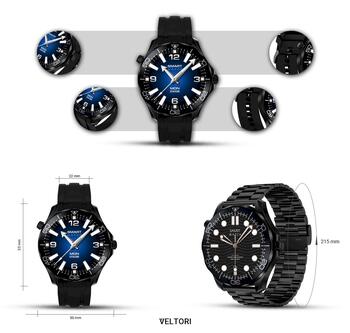 Smartwatch VELTORI VT150-1 Viedpulkstenis ar silikona siksniņu + melnu rokassprādzi / melns (VT150-1)