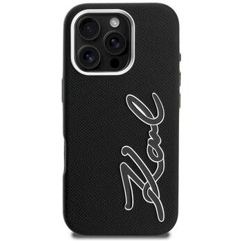 Case Karl Lagerfeld FW Grained Signature Logo Защитный чехол для iPhone 16 Pro / чёрный (KLHCP16LPGFKSRSK)
