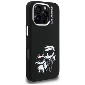 Case Karl Lagerfeld Silicone Karl&Choupette Sketch MagSafe Защитный чехол для iPhone 16 Pro / чёрный (KLHMP16LSKCGRGK)