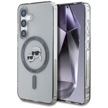 Case Karl Lagerfeld Button Karl & Choupette Heads Printed Logo MagSafe Aizsargapvalks priekš Samsung Galaxy S25+ / melns (KLHMS25MHLSKCK)