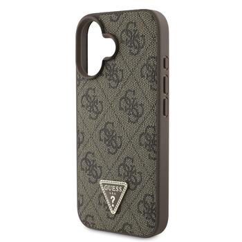Guess PU 4G Strass Triangle Metal Logo Case + Crossbody Strap for iPhone 16 / коричневый (GUHCP16SP4TDSCPW)