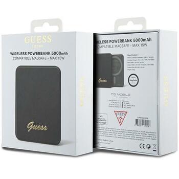 Guess Induction Powerbank 15W GUPBM5ALGSGK 5000mAh Беспроводная зарядная батарея / чёрный MagSafe Metal Script Logo (GUPBM5ALGSGK)
