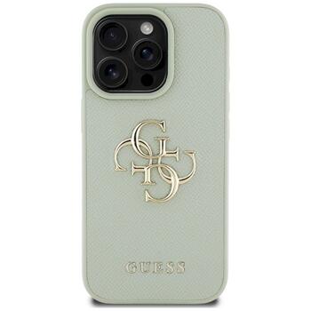 Guess Grained Big 4G Logo Small Classic Logo Aizsargapvalks priekš iPhone 16 Pro Max / zaļš (GUHCP16XPGT4MBN)
