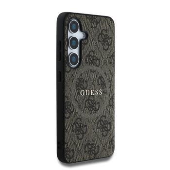Guess PU Leather 4G Colored Ring MagSafe Case Защитный чехол для Samsung Galaxy S25 / коричневый (GUHMS25SG4GFRW)