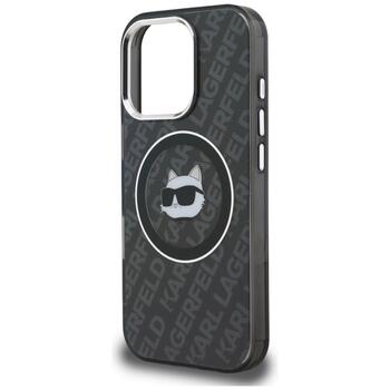 Karl Lagerfeld IML Choupette Head Logo MagSafe Aizsargapvalks priekš iPhone 16 Pro / melns (KLHMP16LHMKBCHK)