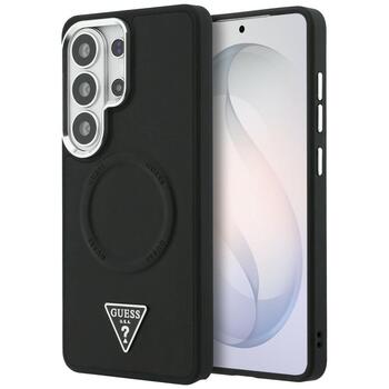 Case Guess Embossed Ring Triangle Logo MagSafe Защитный чехол для Samsung Galaxy S26 Ultra / чёрный (GUHMS26LPSDTSCMK)