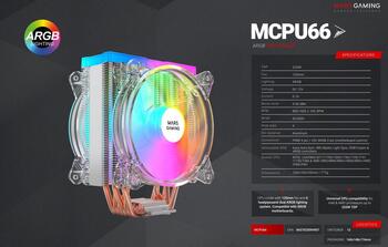 Mars Gaming MCPU66 CPU Cooler ARGB 220W Dual Fan 120mm Кулер для процессора (MCPU66)