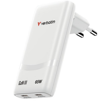 Verbatim Fold n Go Сетевой зарядное устройство USB-C 65W белый (32355)