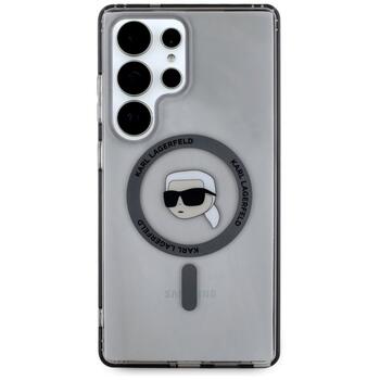 Karl Lagerfeld Button Karl Head Printed Logo MagSafe Aizsargapvalks Priekš Samsung Galaxy S25 Ultra (KLHMS25LHLSKIK)