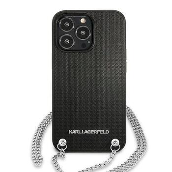Karl Lagerfeld KLHCP13LPMK Leather Textured and Chain Aizsargapvalks priekš iPhone 13 Pro / 13 6,1