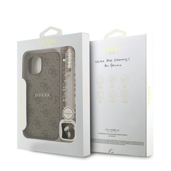 Guess PU Leather 4G Colored Ring Strap MagSafe Case Aizsargapvalks priekš iPhone 15 / brūns (GUHMP15SP4GREGSW)