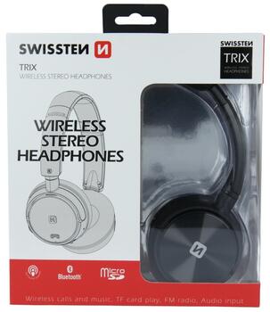 Swissten Stereo Trix Bluetooth Bezvadu Austiņas Ar FM / AUX / MicroSD (SW-TRIX-WRL-BK)