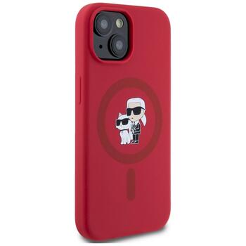 Case Karl Lagerfeld Silicone Karl&Choupette Heads Ring MagSafe Защитный чехол для iPhone 15 / красный (KLHMP15SSCMKCRHR)