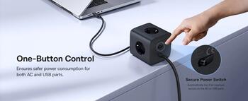 Baseus EnerFill FA11 6-in-1 Power Cube Tīkla lādētājs 67W / kosmiski melns (E00082100123-00)