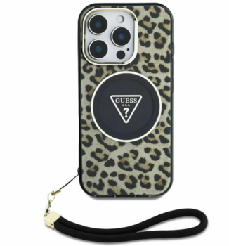 Guess HC IML Leopard Triangle Cord Strap Case Защитный чехол для Apple iPhone 16 Pro (GUHMP16SHLORSSW)