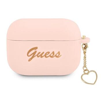 Guess GUAPLSCHSP AirPods Pro cover Чехол для наушников Silicone Charm Heart Collection / розовый (GUAPLSCHSP)