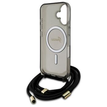 Guess GUHMP16SHCTSGNSK Hardcase Crossbody Cord Script MagSafe Aizsargapvalks priekš iPhone 16 6.1