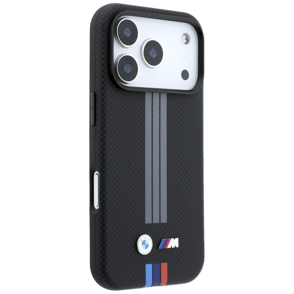BMW M Quadrille Kevlar Case Anthracite & Tricolor Print Lines MagSafe Aizsargapvalks priekš iPhone 18 Pro Max (BMHMP18X25PUKRESK)