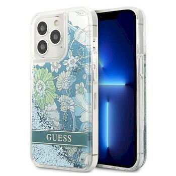 Guess GUHCP13LLFLSN Flower Liquid Glitter Aizsargapvalks priekš iPhone 13 Pro / 13 6,1