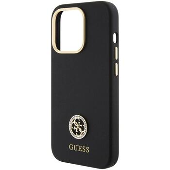 Guess GUHCP15LM4DGPK Silicone Logo Strass 4G Aizsargapvalks priekš iPhone 15 Pro 6.1