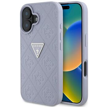 Guess Hot Stamp 4G Pattern Triangle Metal Logo Case Aizsargapvalks priekš iPhone 16 / violets (GUHCP16SPGP4STRU)
