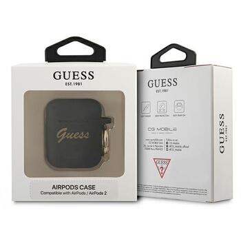 Guess GUA2SSSK AirPods cover Защитный чехол Silicone Vintage Script / чёрный (GUA2SSSK)