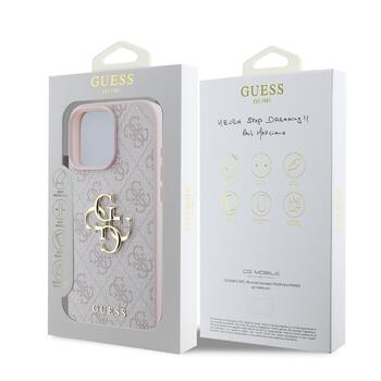 Guess PU 4G Metal Logo Case Защитный чехол для iPhone 16 Pro Max / розовый (GUHCP16X4GMGPI)