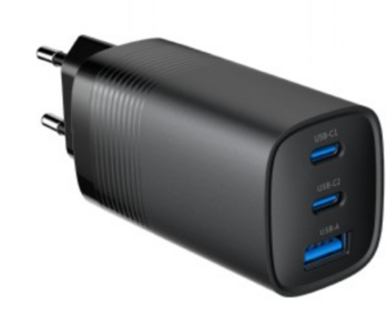 Gembird 3-port 65W GaN USB PD Tīkla Lādētājs (TA-UC-PDQC65-01-BK)