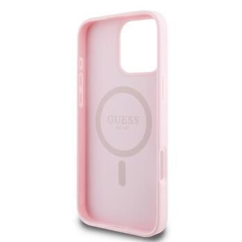 Guess PU Grained Classic Logo MagSafe Case Aizsargapvalks priekš iPhone 16 Pro / rozā (GUHMP16LPGHSMMP)