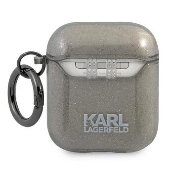 Karl Lagerfeld KLA2UCHGK Aizsargapvalks priekš AirPods Glitter Choupette / melns (KLA2UCHGK)