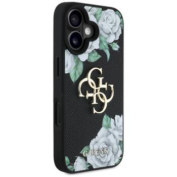 Case Guess Grained Roses Big 4G logo Aizsargapvalks priekš iPhone 16 / melns (GUHCP16SPGROP4MK)