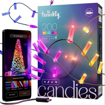 Twinkly Candies TWKC200RGB-G LED Ziemassvētku eglīšu gaismas Sveces forma 12m (TWKC200RGB-G)
