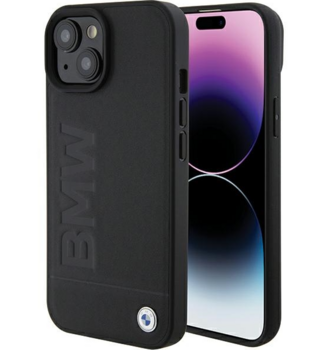 BMW Leather Hot Stamp Case Защитный Чехол для Apple iPhone 15 Plus (BMHCP15MSLLBK)