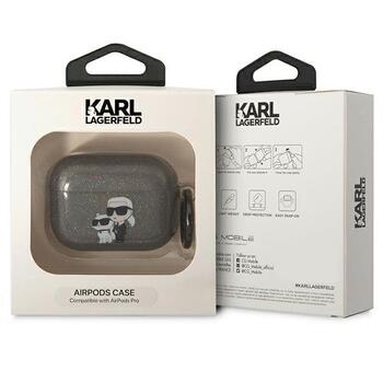 Karl Lagerfeld KLAPHNKCTGK Защитный чехол для AirPods Pro Glitter Karl&Choupette / чёрный (KLAPHNKCTGK)