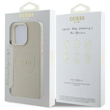 Guess GUHMP16XPGHSMME Hardcase Grained Ring MagSafe Aizsargapvalks priekš iPhone 16 Pro Max 6.9