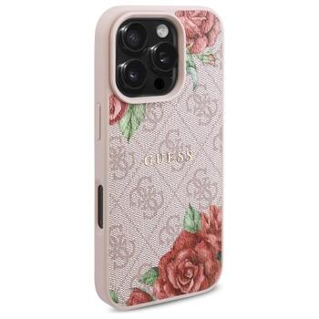 Guess GUHMP16XP4ROPEMCP Hardcase 4G Flowers Print MagSafe Aizsargapvalks priekš iPhone 16 Pro Max 6.9