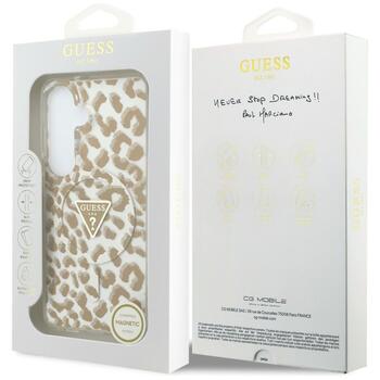 Case Guess IML Leopard Print Triangle MagSafe Aizsargapvalks priekš Samsung Galaxy S26 / brūns (GUHMS26SHLEGTGLW)