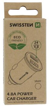Swissten Eco Friendly Metal Премиум Автомобильная зарядка 2 x USB 4.8A (20115100ECO)